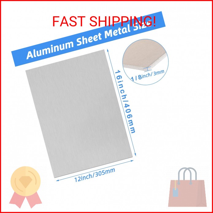 6061-T6 Aluminum Sheet 12x16x1/8 Inch Thickness Durable Aluminum Plate, Thick Me