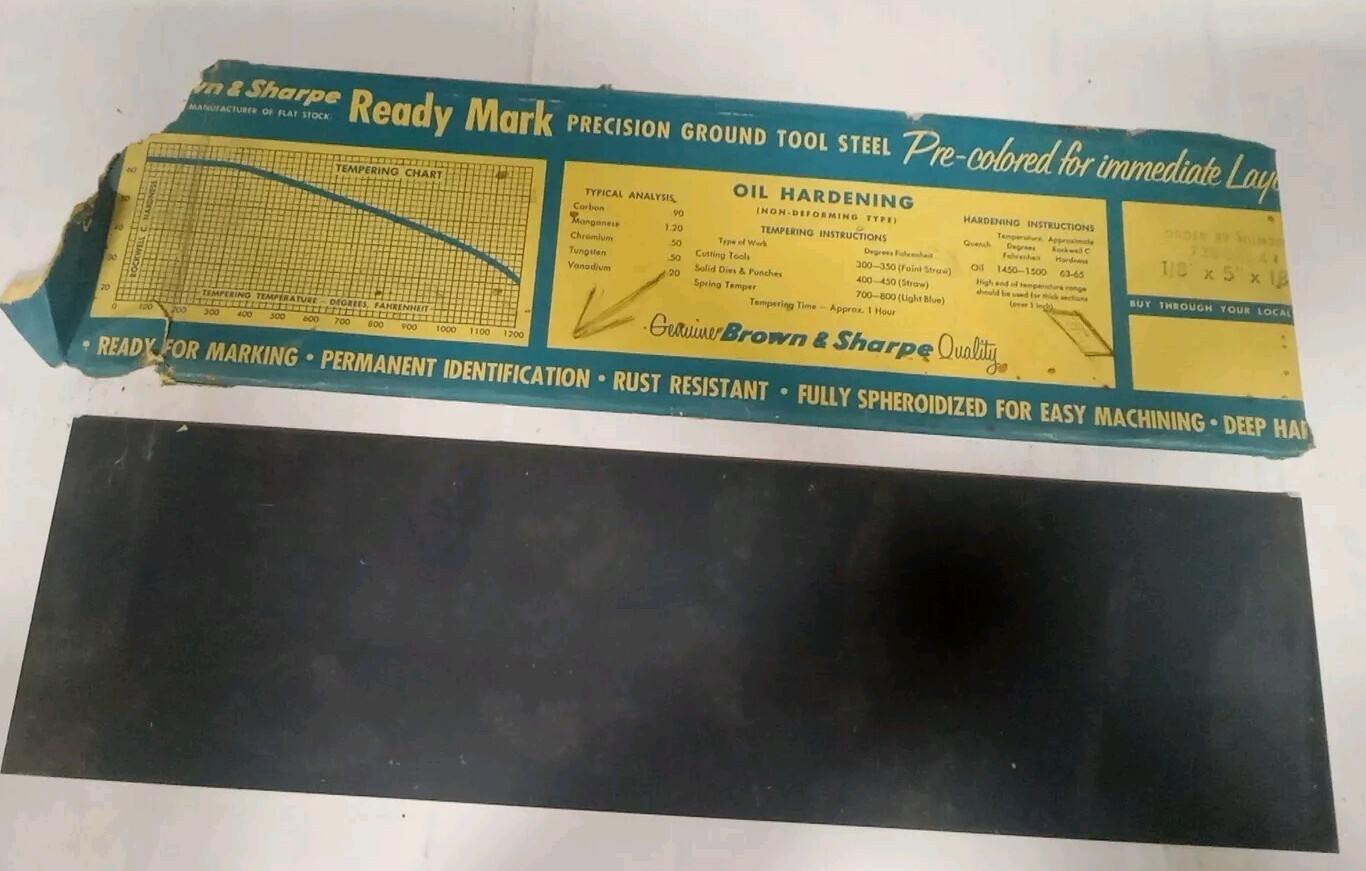 Vtg TOOL Brown & Sharpe 1/8″ x 5″ X 18″ FLAT GROUND STEEL OIL HARDENING Sheet