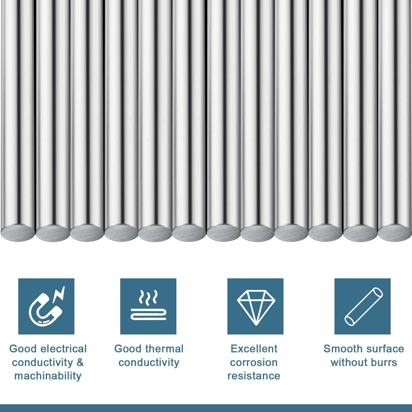 12 Pcs High Purity Zinc Rods 99.995% Anti-Corrosion Anodes for Experiments 3.94″