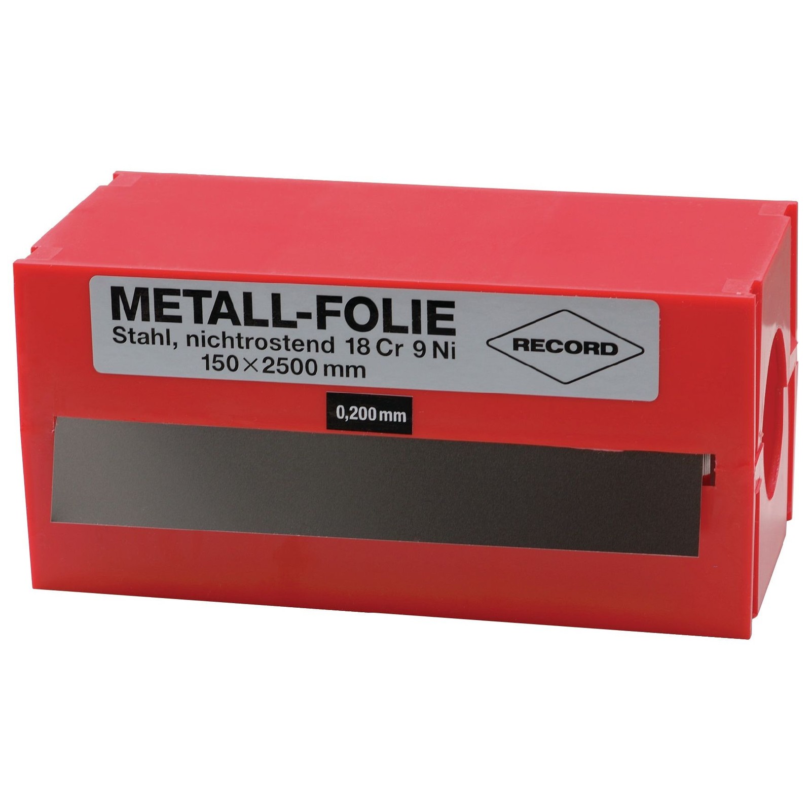 Record metal foil D.0,500mm VA 1.4301 L.2500mm W.150mm levelling plate gap dimension