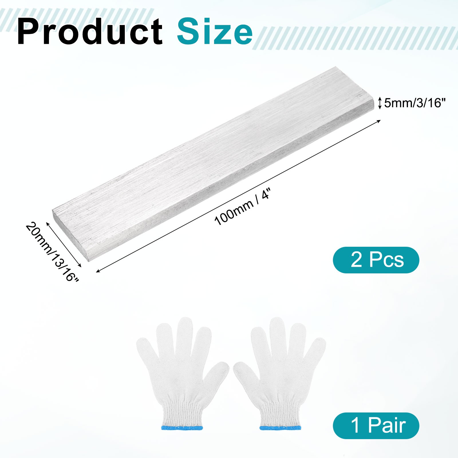 2 Pcs 304 Stainless Steel Flat Bar 3/16″ x 13/16″ x 4″ Trim Strips Sheet