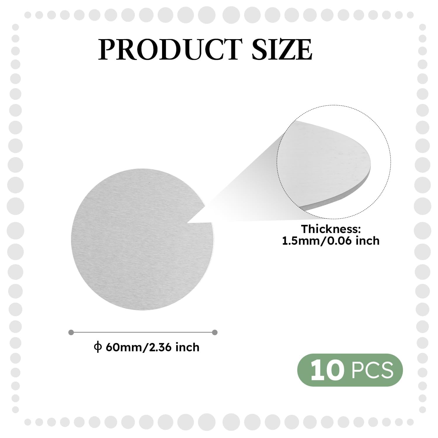 Aluminum Disc 6061 Circle Plate 60mm Dia 1.5mm Thick Round Metal Blank 10 PCS
