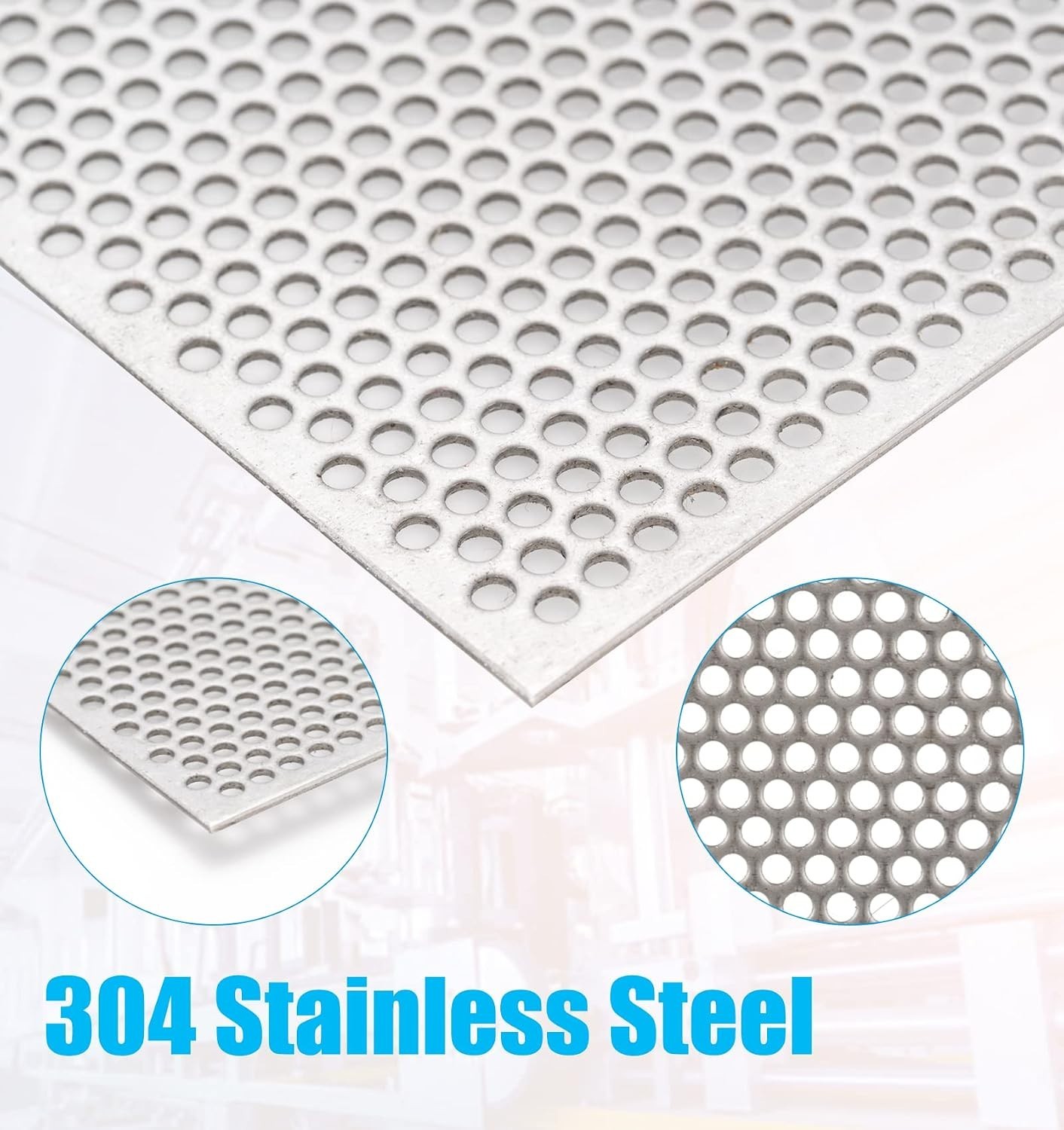 Perforated Stainless Steel Sheet 12″ x 12″ x 0.06″ (16 GA) – Metal Mesh Panel