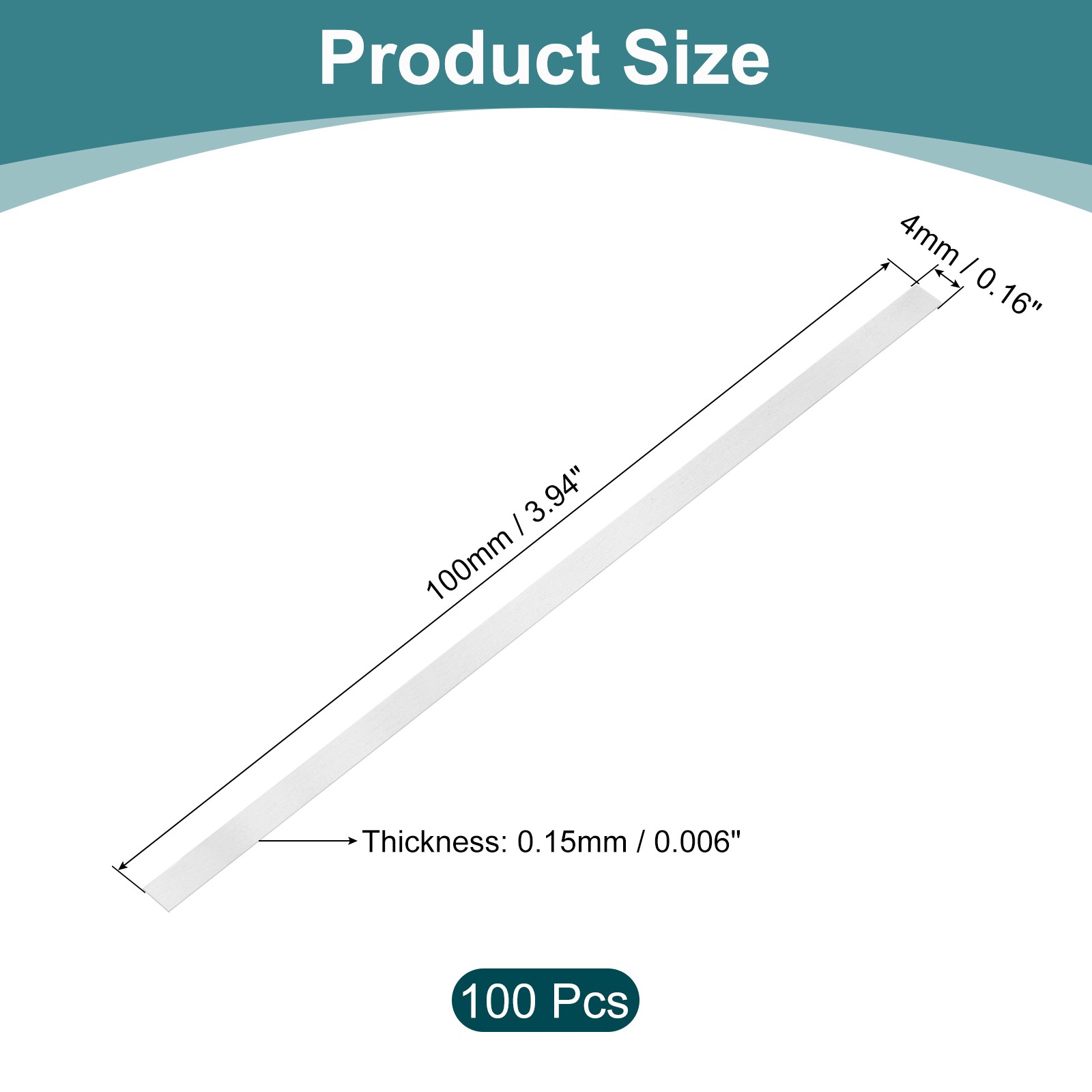 100 Pcs Pure Nickel Sheet, 99.6% Nickel Plate, 0.006″x0.16″x3.9″(0.15x4x100mm)