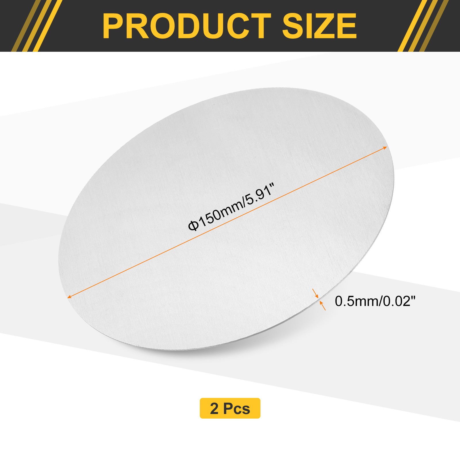 2Pcs Aluminum Disc 6″(150mm) Dia 0.02″(0.5mm) Thick Round 1060 Aluminum Sheet