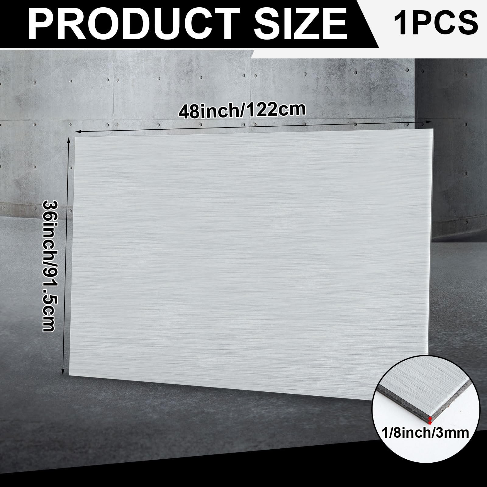 1 Pcs Aluminum Composite Panel, 1/8″ Thick Rectangle Aluminum Plastic Composi…