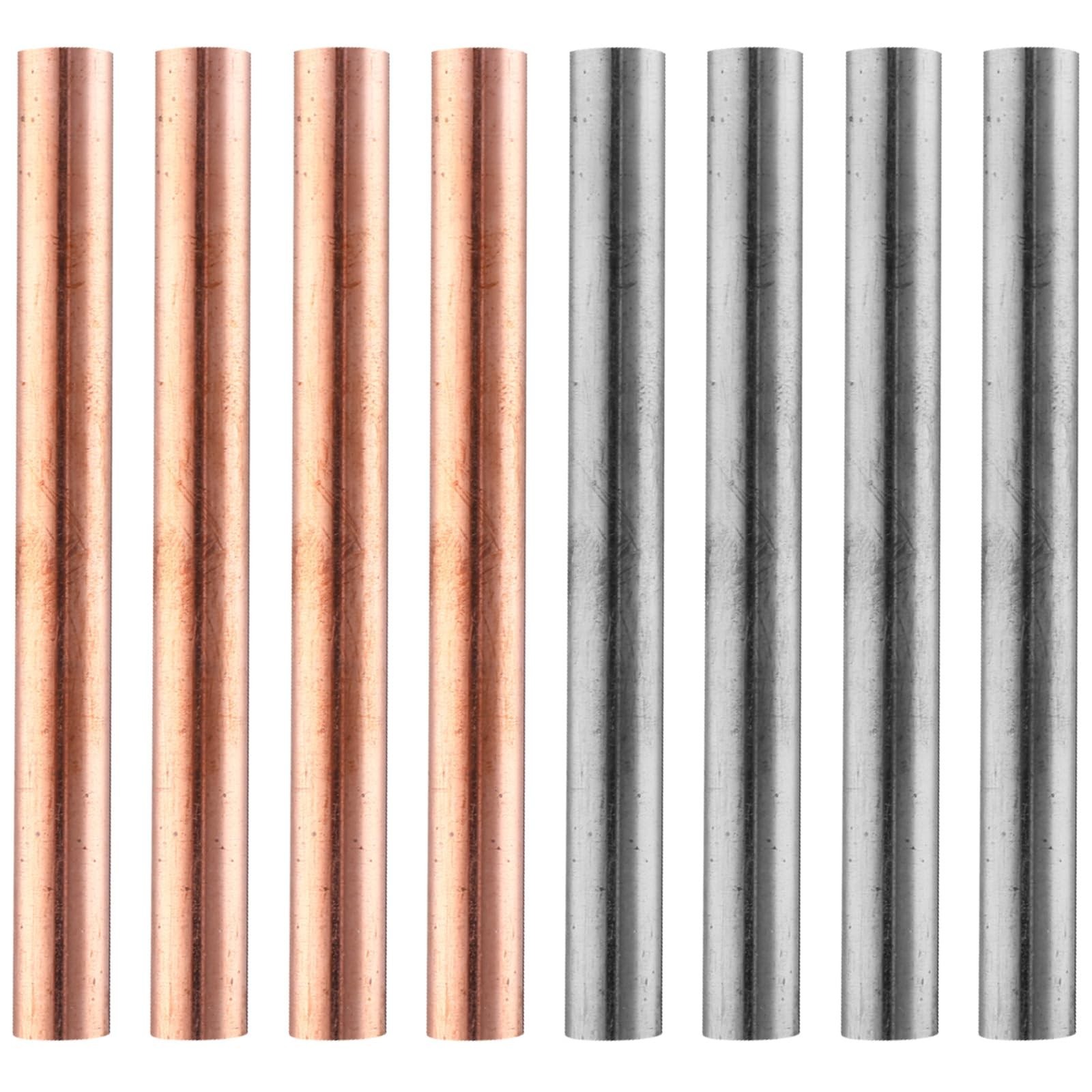 8 Pcs High Purity Copper Zinc Rods 99.995% Solid Metal Bars for DIY Crafts & Exp