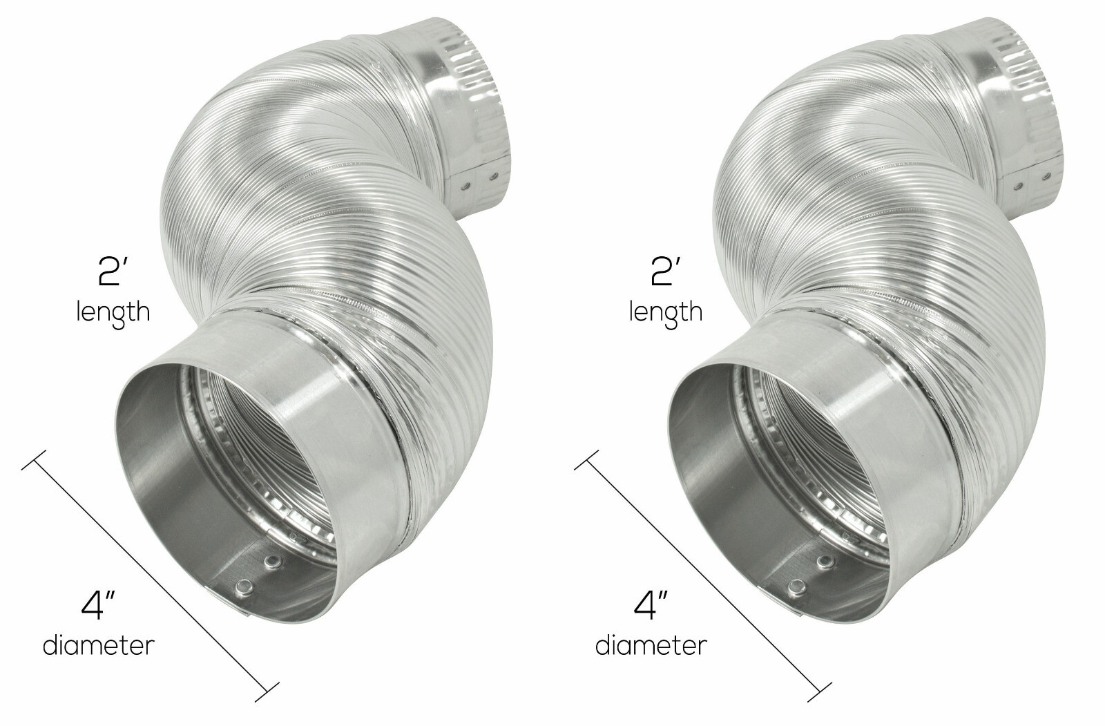 2 Pk Deflecto Semi-Rigid Flexible Adjustable Aluminum Duct MAC36024 DRYER HOOKUP