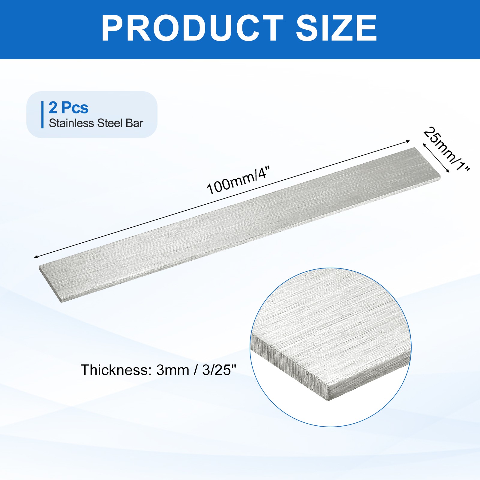 316L Stainless Steel Flat Bar 3/25″ Thickness 1″ Width 4″ Length 2pcs
