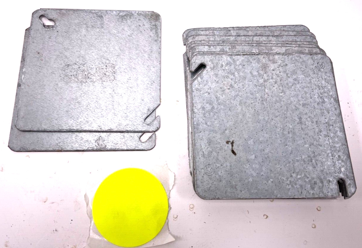 UNBRANDED 4″ X 4″ 4 SQUARE METAL BLANK SURFACE COVERS QTY: 13 ZINC PLATED STEEL