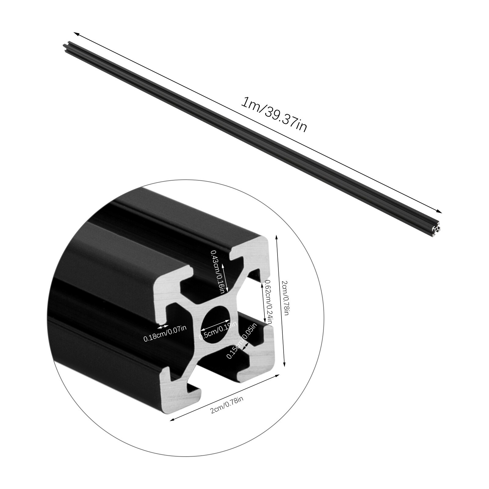 10Pcs 6063 Aluminum Extrusion Kit Black T-Slot For CNC 3D Printer 20*20*1000mm