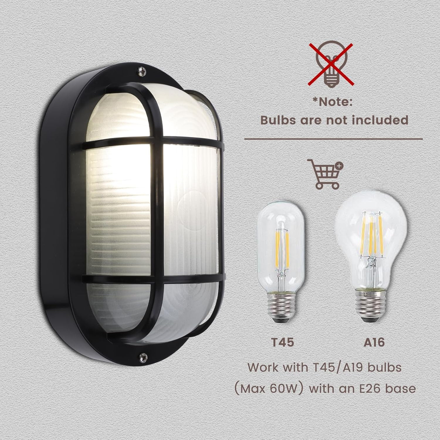 8.5″ Die-Cast Aluminum & Frosted Glass Modern Wall Lamp, 60W Max E26 Base Outdoo