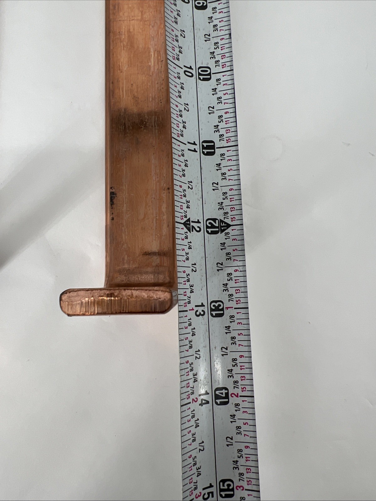 (Lot of 2) Copper Flat Bar 13in Length x 1in Width x 1/4in Thick, 2in 90° Ends