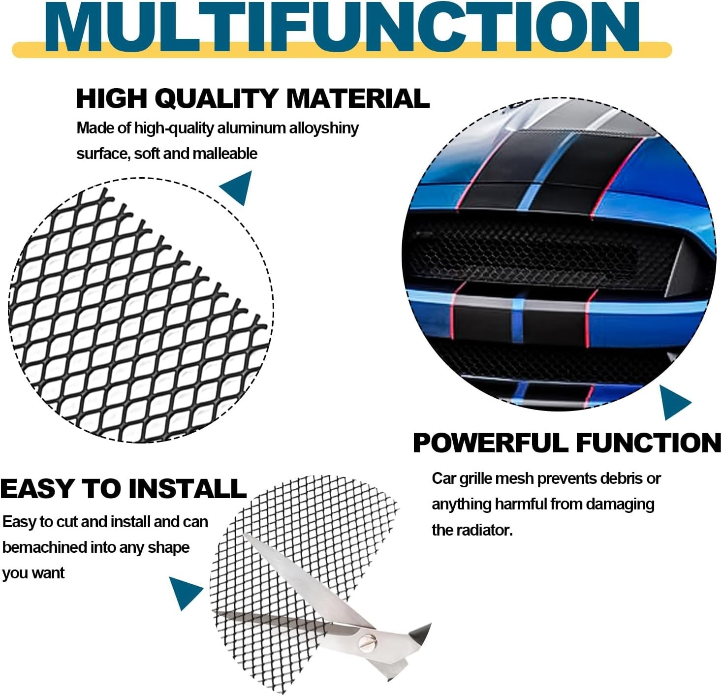 Universal 40″x13″ Car Grill Mesh, 120x40cm Aluminum Alloy Expanded Metal Shee…