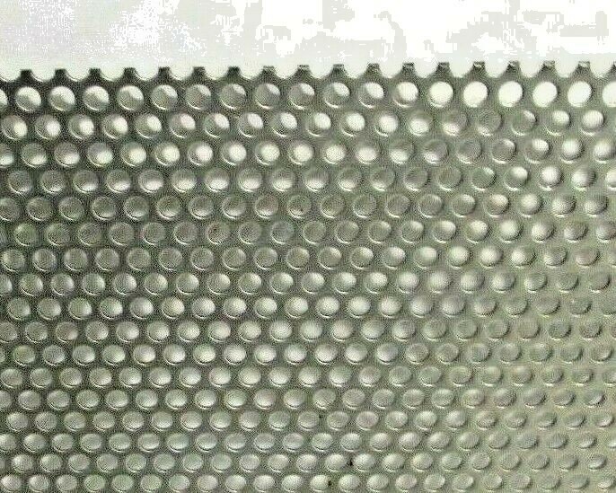 1/8″ HOLES ON 3/16″ CENTERS–20 GAUGE STAINLESS PERFORATED– 11″ x 12″