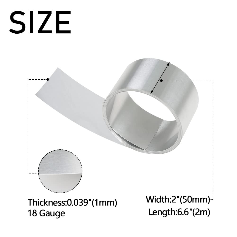 Aluminum Metal Foil Roll 1060 Grade 18 Gauge x 2 in x 6.6 Ft, Aluminum Metal Fla