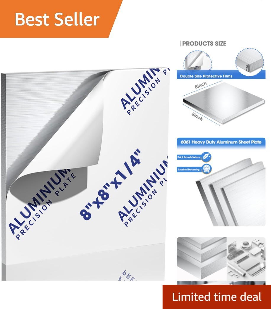 1/4 Inch Thick Aluminum Sheet 8×8 – Durable 6061 Metal Plate with Protection