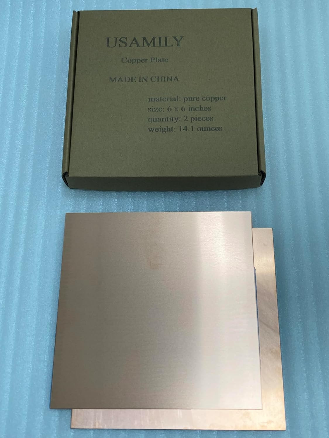 Pure Copper Sheet Plate 6″ X 6″ X 24 Gauge 2Pcs, Cu Metal for Industry Supply, D