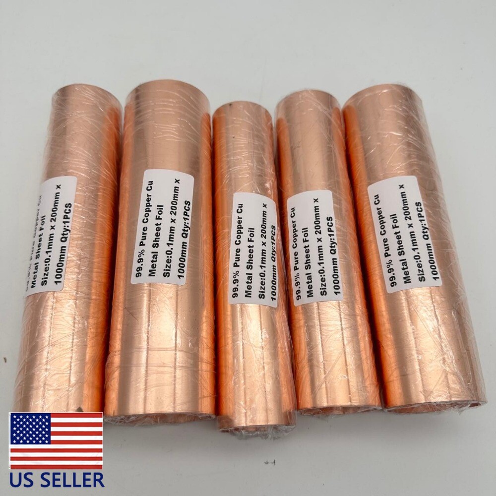1PCS 0.1mm x 200mm x 1000mm 99.9% Pure Copper Cu Metal Sheet Foil