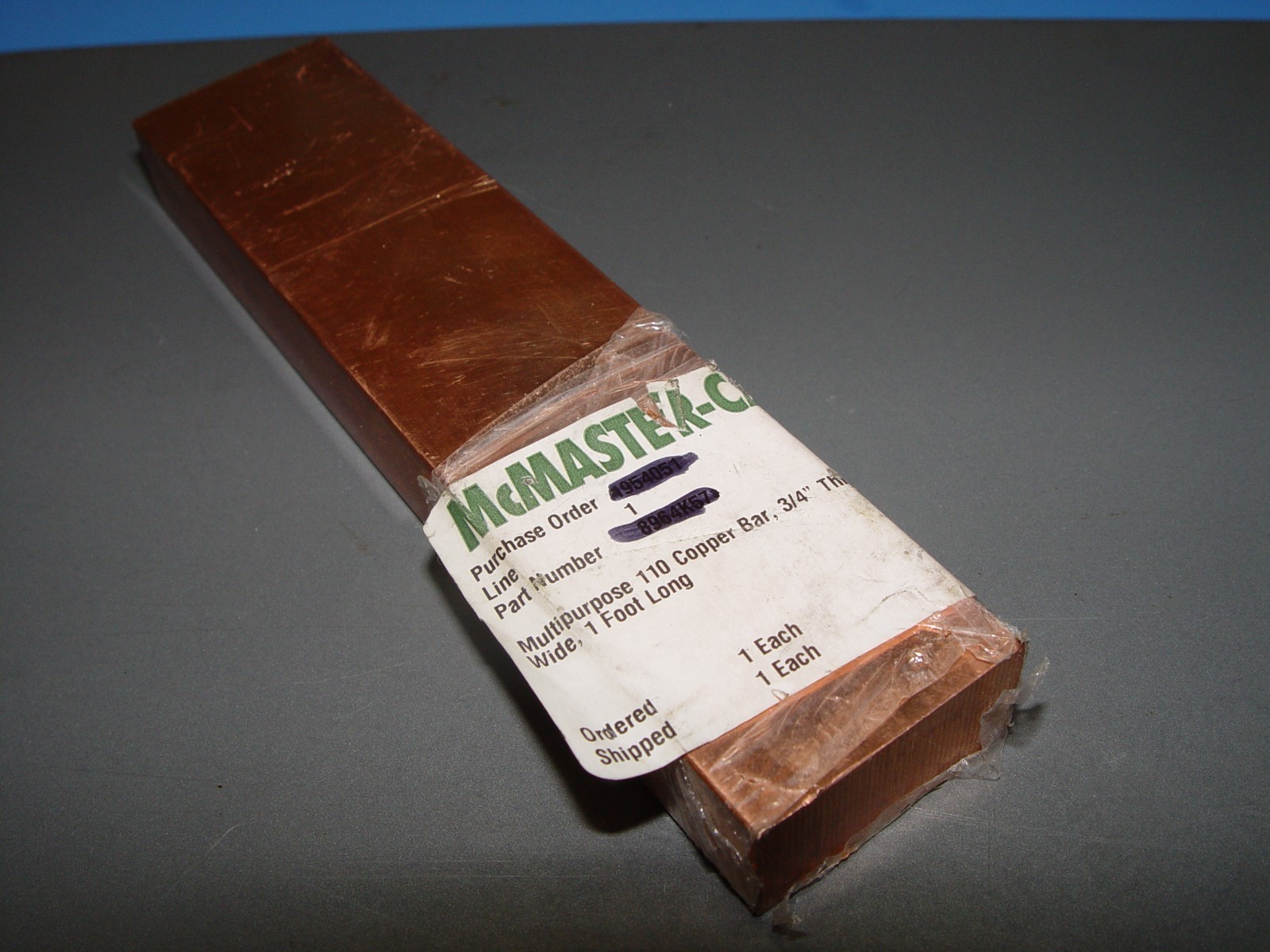 3/4″ X 1 1/2 ” X 6 5/8″ long 110 Copper Plate