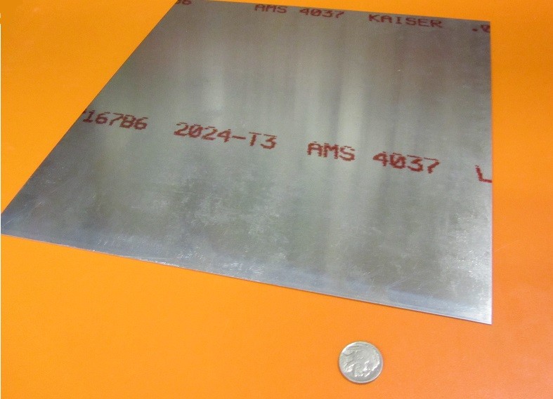 2024 Aluminum Sheet, T3, .032″ (1/32″) Thick x 12.0″ Width x 12.0″ Length