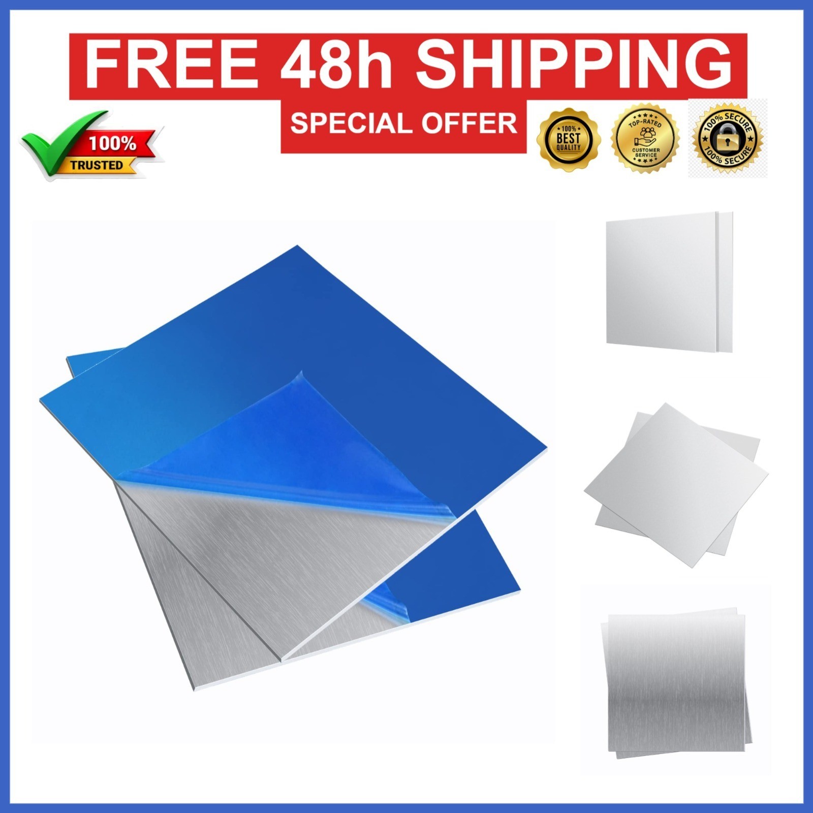 6061 T651 Aluminum Sheet Metal 6×6 1/16″ Thickness – 2 Pieces
