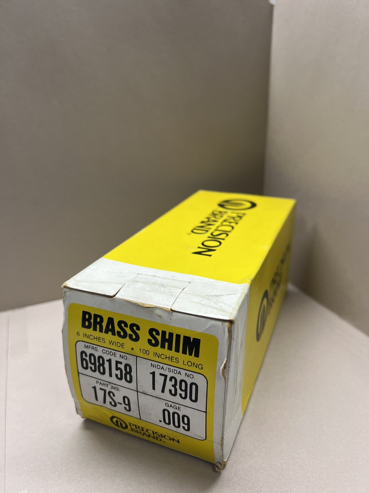 Brass Roll Shim Stock 6″ X 100” X .009” Precision Brand. New In Box