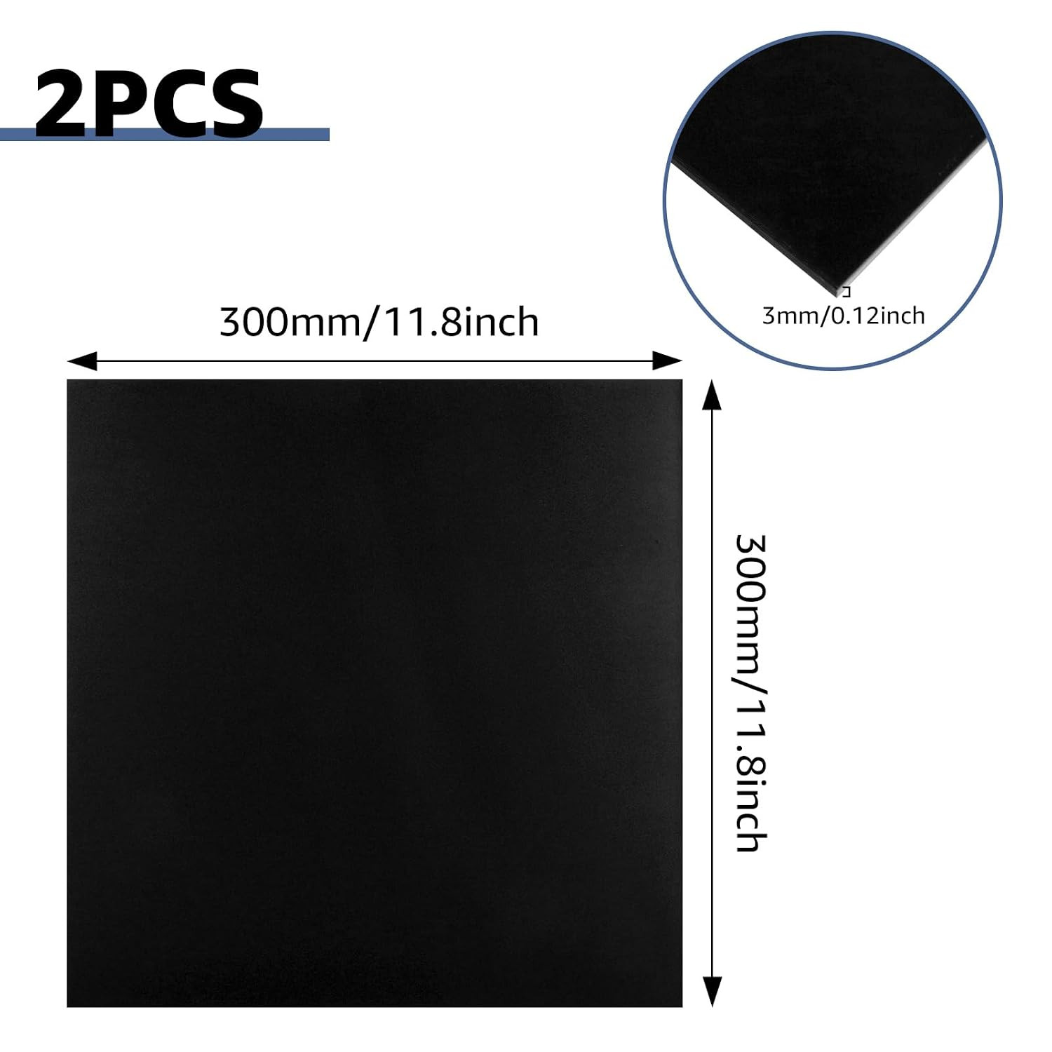 2PCS 12 x 12 x 1/8(0.12”) Inch Anodized Aluminum Sheet, Black Aluminum Engraving