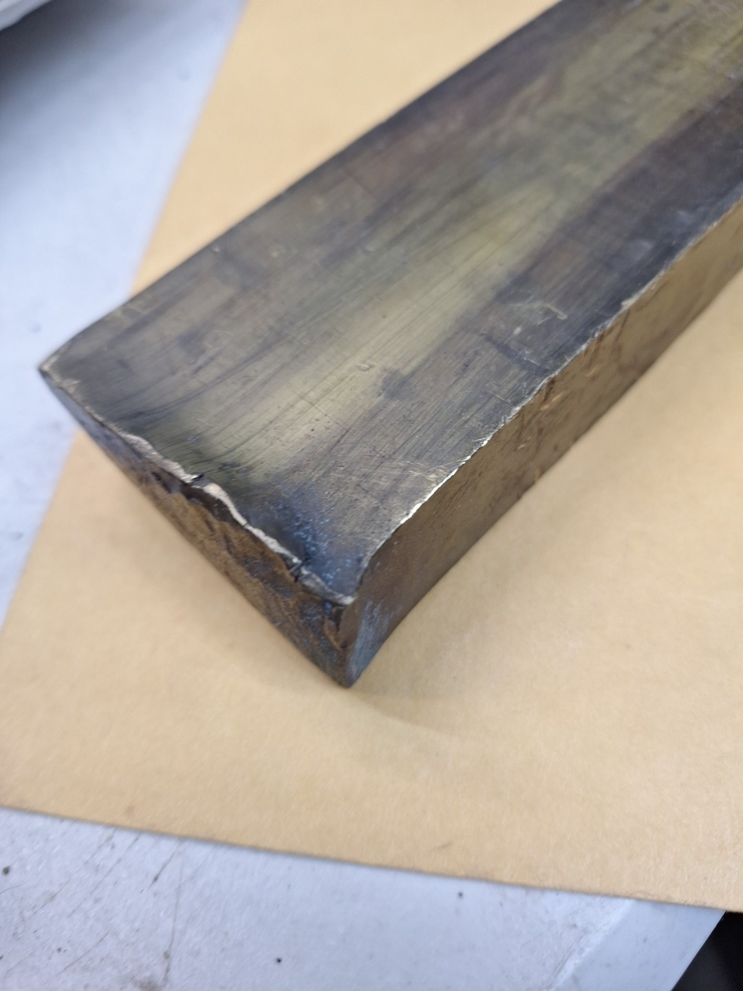 Yellow Brass? Stock Rectangle Flat Bar 1″x 2″x 13″L SEE PHOTOS OF CONDITION