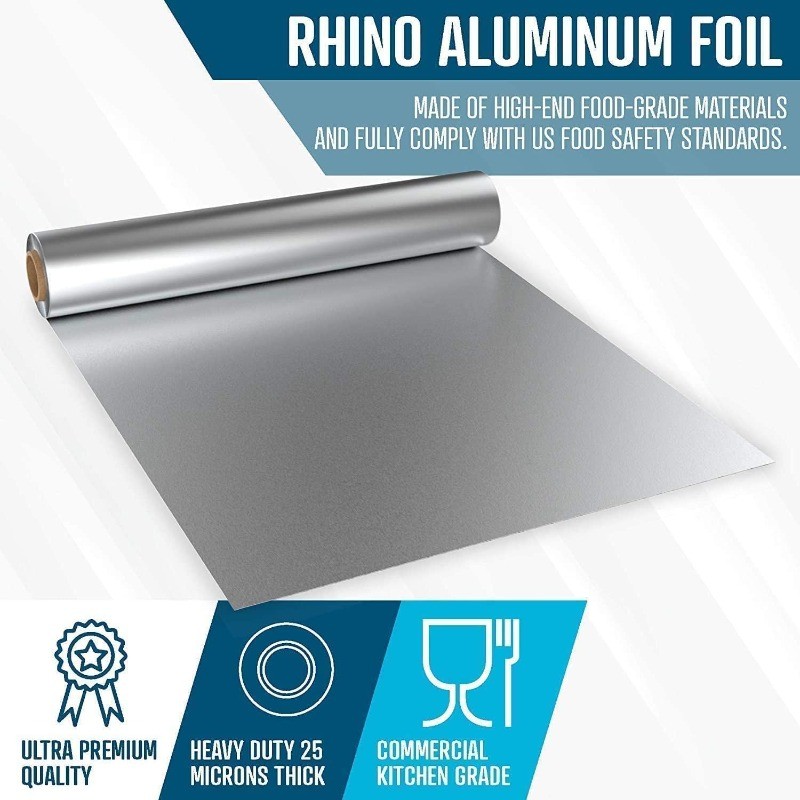 Heavy Duty Aluminum Foil – 18 x 525 sf Roll, 25 Microns Thick – Commercial Grade