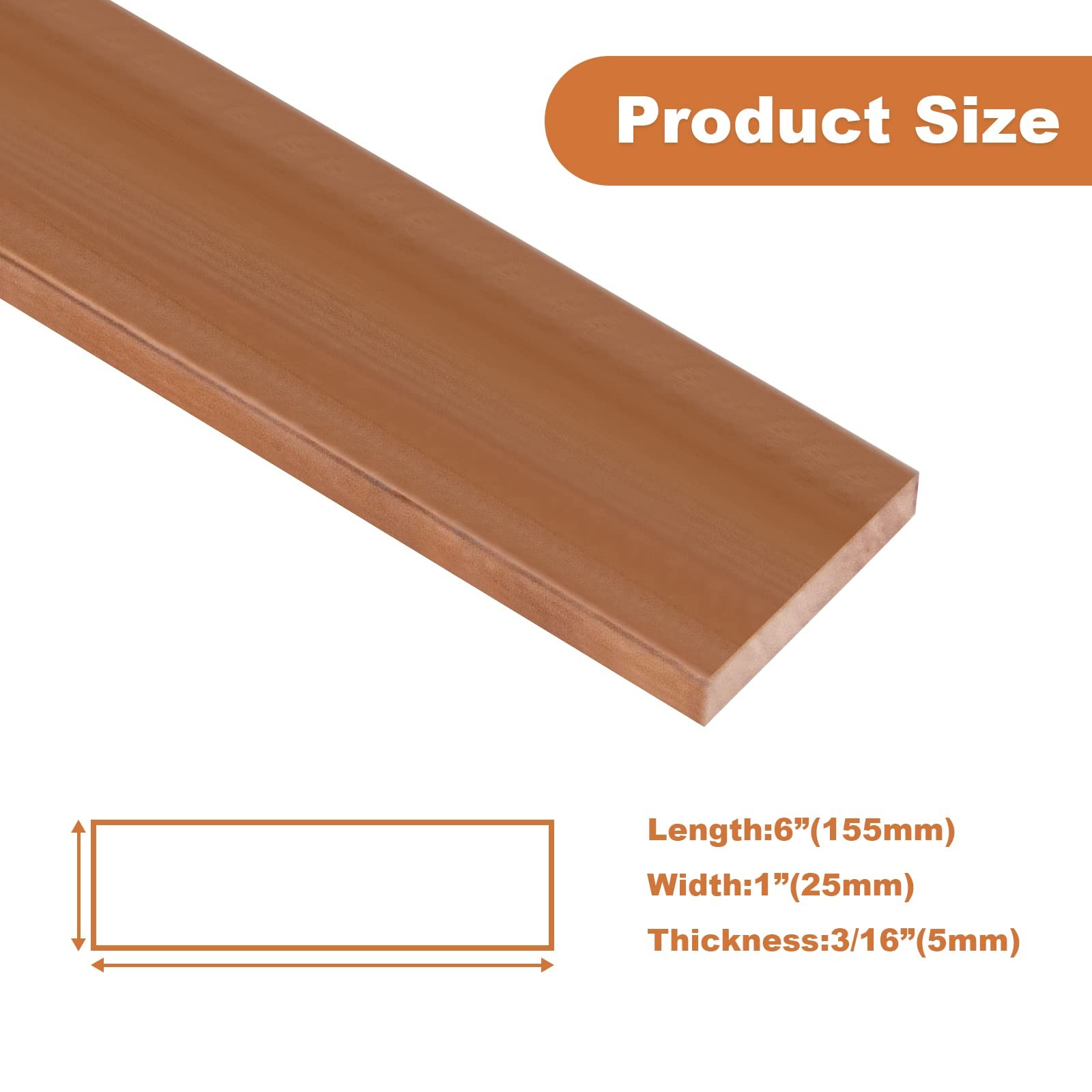 C110 Solid Copper Flat Bar Stock Knife Making Hobby Craft 3/16 x 1 x 6 Inch