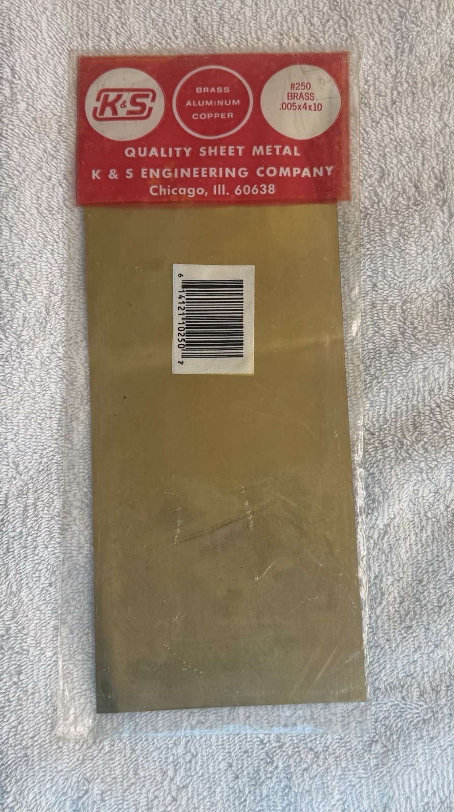K & S Precision Metals .005x4x10 #250 Brass Sheet Metal Nos Vintage