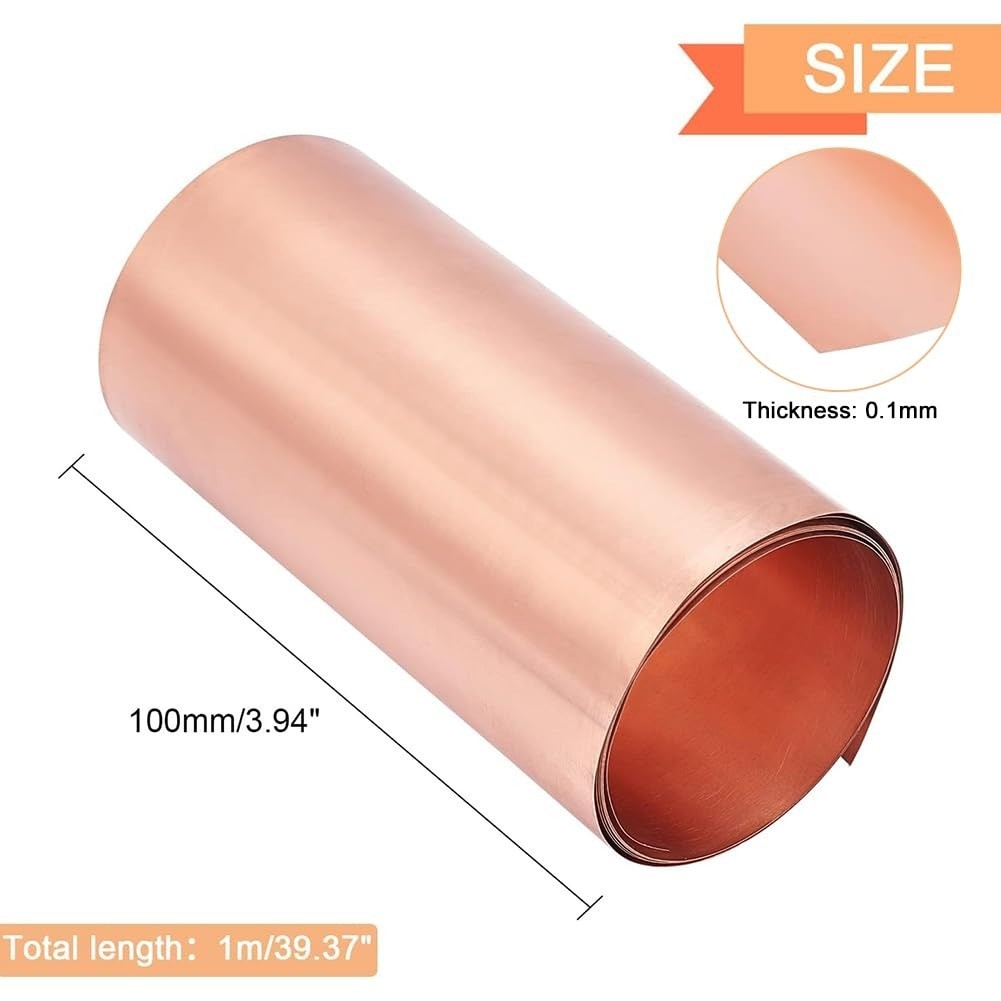 Copper Sheet Roll Metal Foil Plate 39.4“ x 7.9”