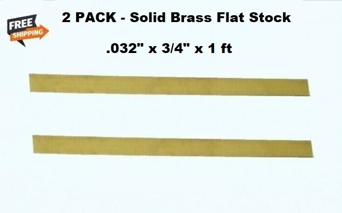 2 PACK Brass Flat Stock .032″ x 3/4″ x 1 Foot Solid Rectangle Strips 12″ Lengths