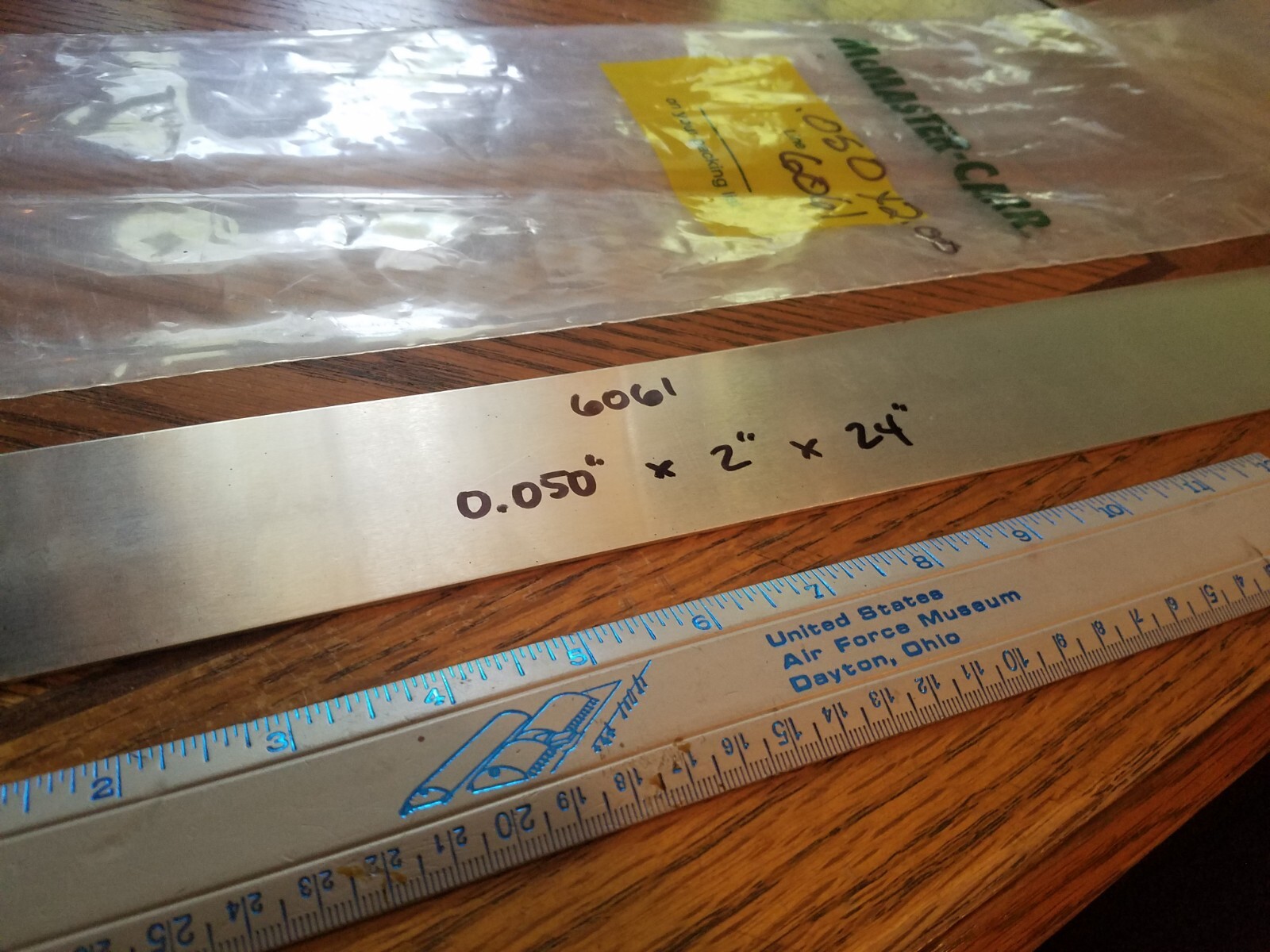6061 Aluminum Bar, 16 ga ( 0.050″ ) x 2″ x 24″