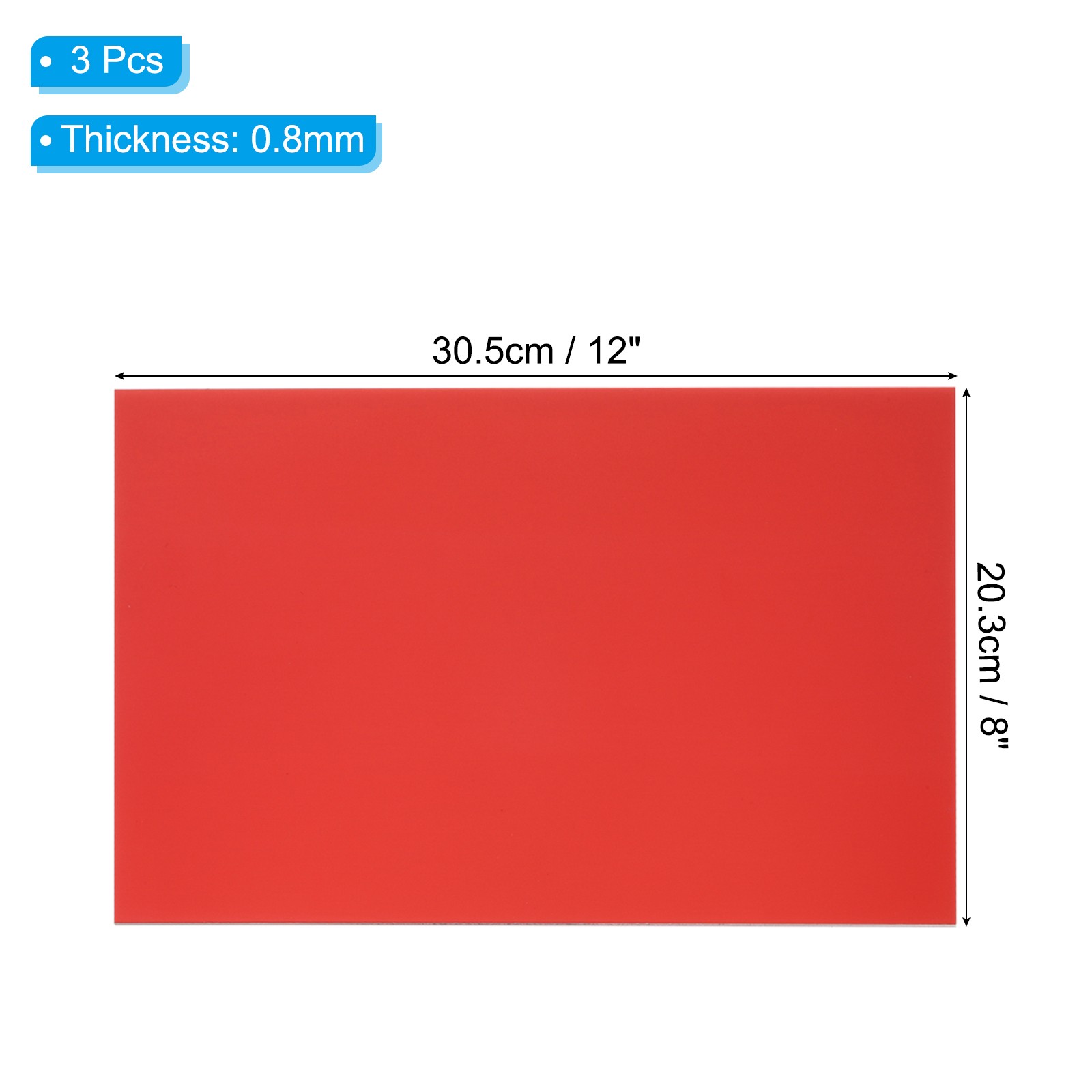 8×12 Inch Anodized Aluminum Sheet Metal, 3Pcs Laser Plates Engraving, Red