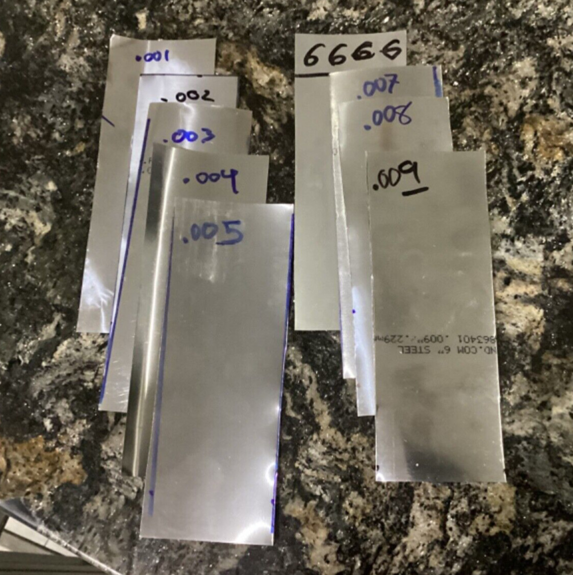 LARGE ASSORTMENT OF PRECISION BRAND STEEL SHIM (Gauge .001 through .009) 2×6”