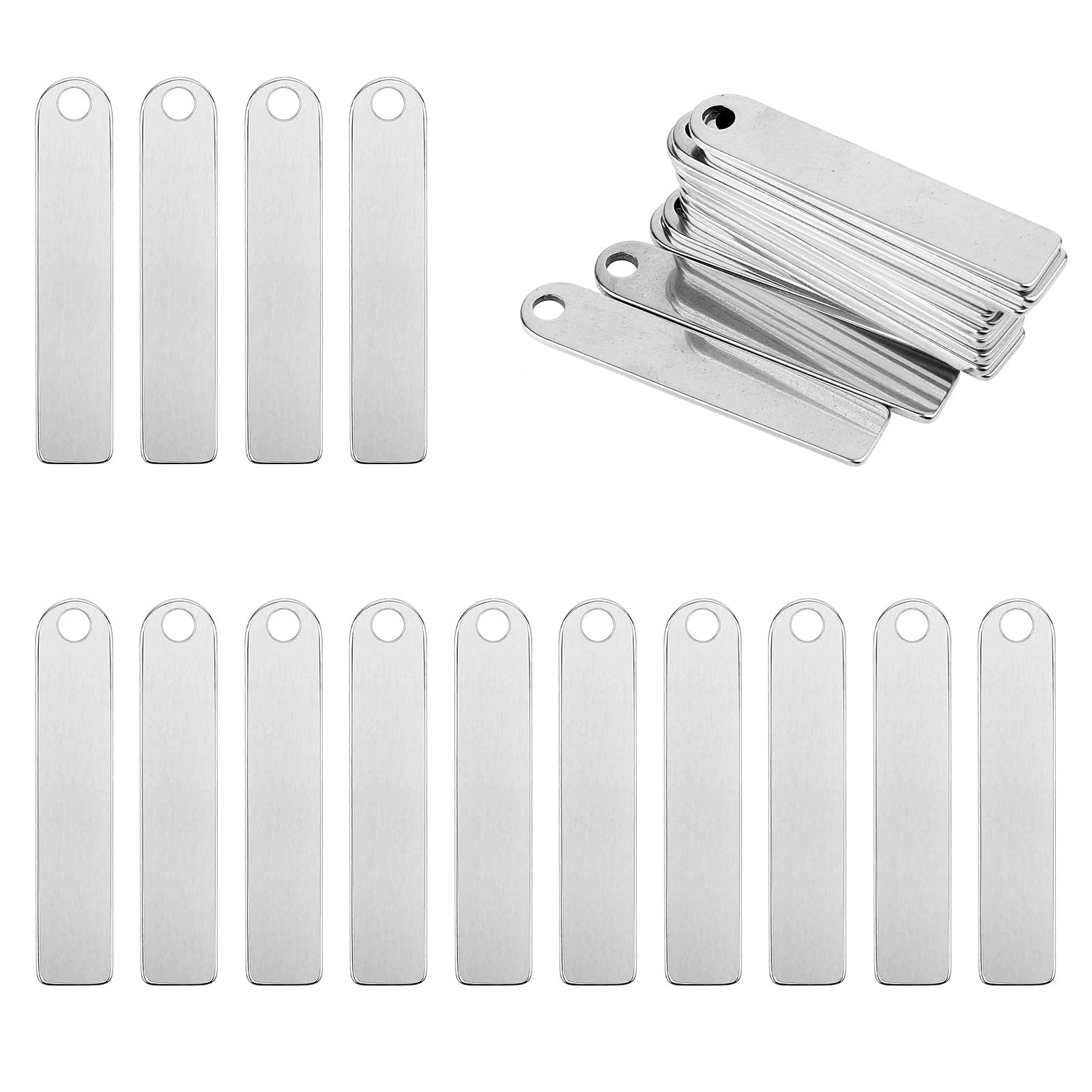 25 PCS Rectangle Blank Tags Stainless Steel Metal Stamping Engraving Blanks S…