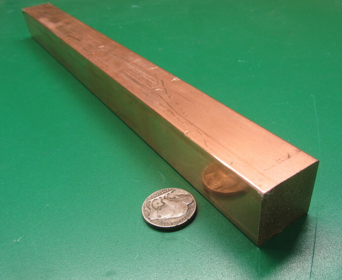 110 Copper Square Bar H02, 1.0″ Thick x 1.0″ Wide x 1 Ft Length