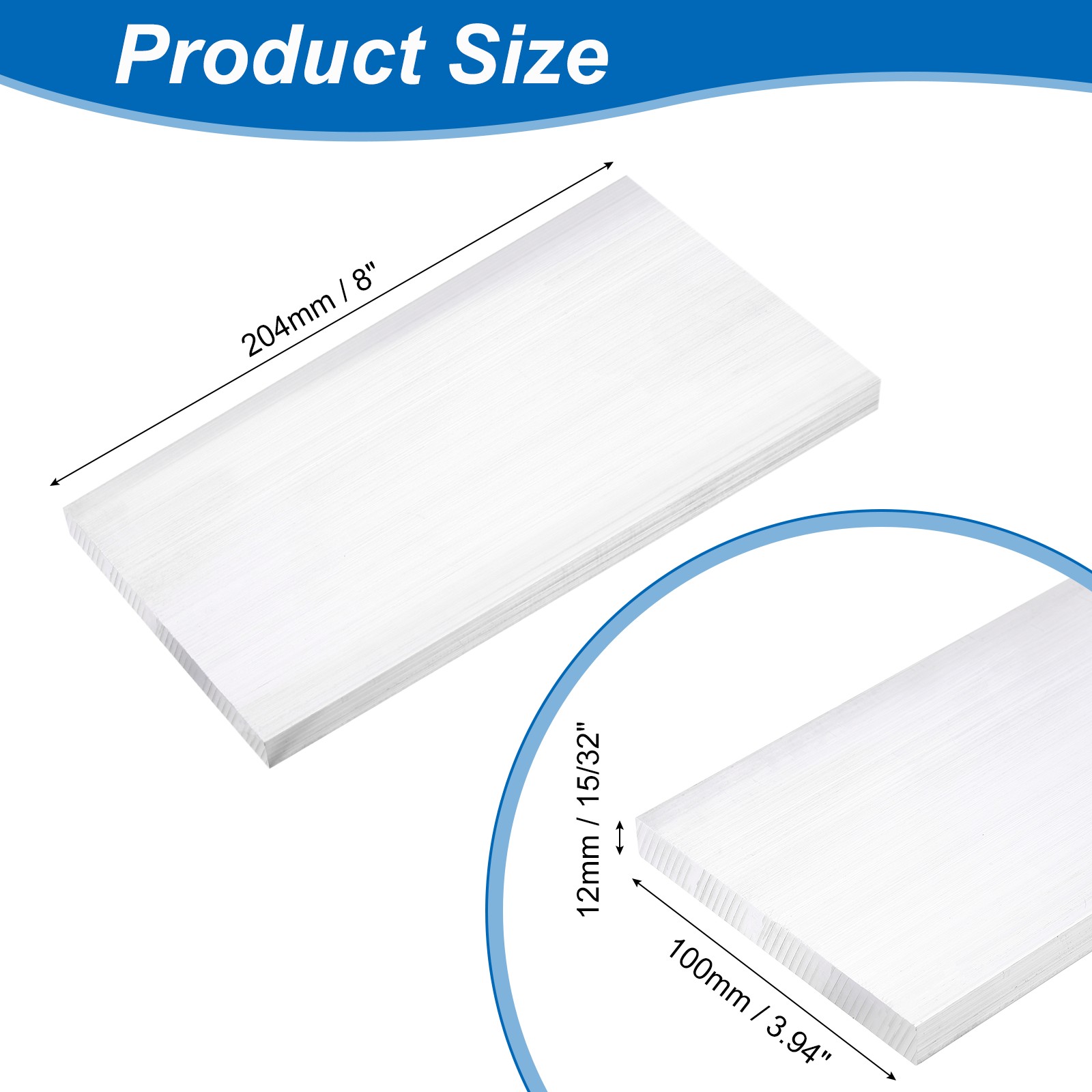 Square Aluminum Flat Bar, 15/32″ Thickness 3-15/16″ Width 8″ l with Glove