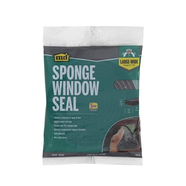 Zoro Select 2Rrf4 Foam Seal, 10 Ft., 3/4 In. W, Black, Rubber, 2Rrf4