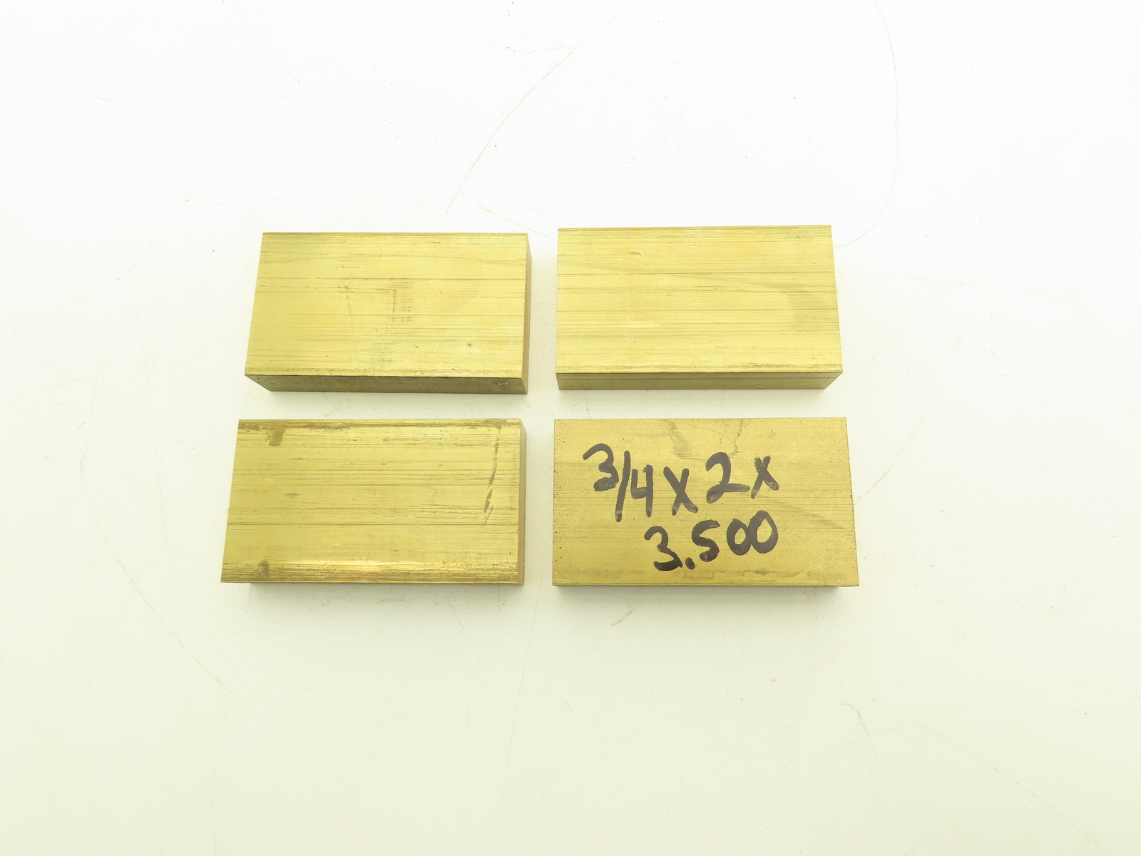 360 Yellow Brass Stock Rectangle Flat Bar 3/4″x 2″x 3-1/2″L Lot of 4pcs