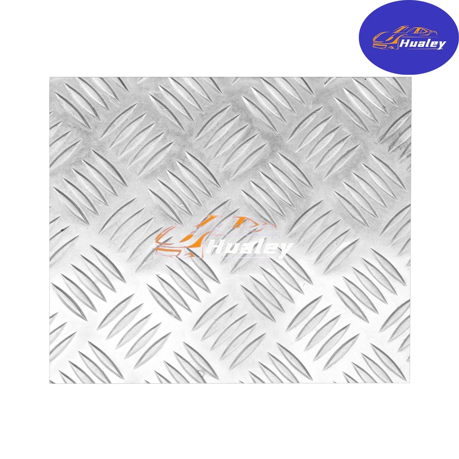 12×12″ 5 Bar Tread Silver Aluminum Plate, Anti-Slip Diamond Tread Sheet