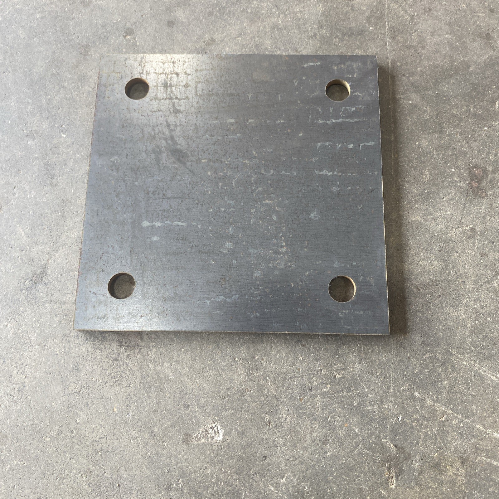 Steel Base Plate, 5” Square, 7/16” Holes, 3/16” Thick