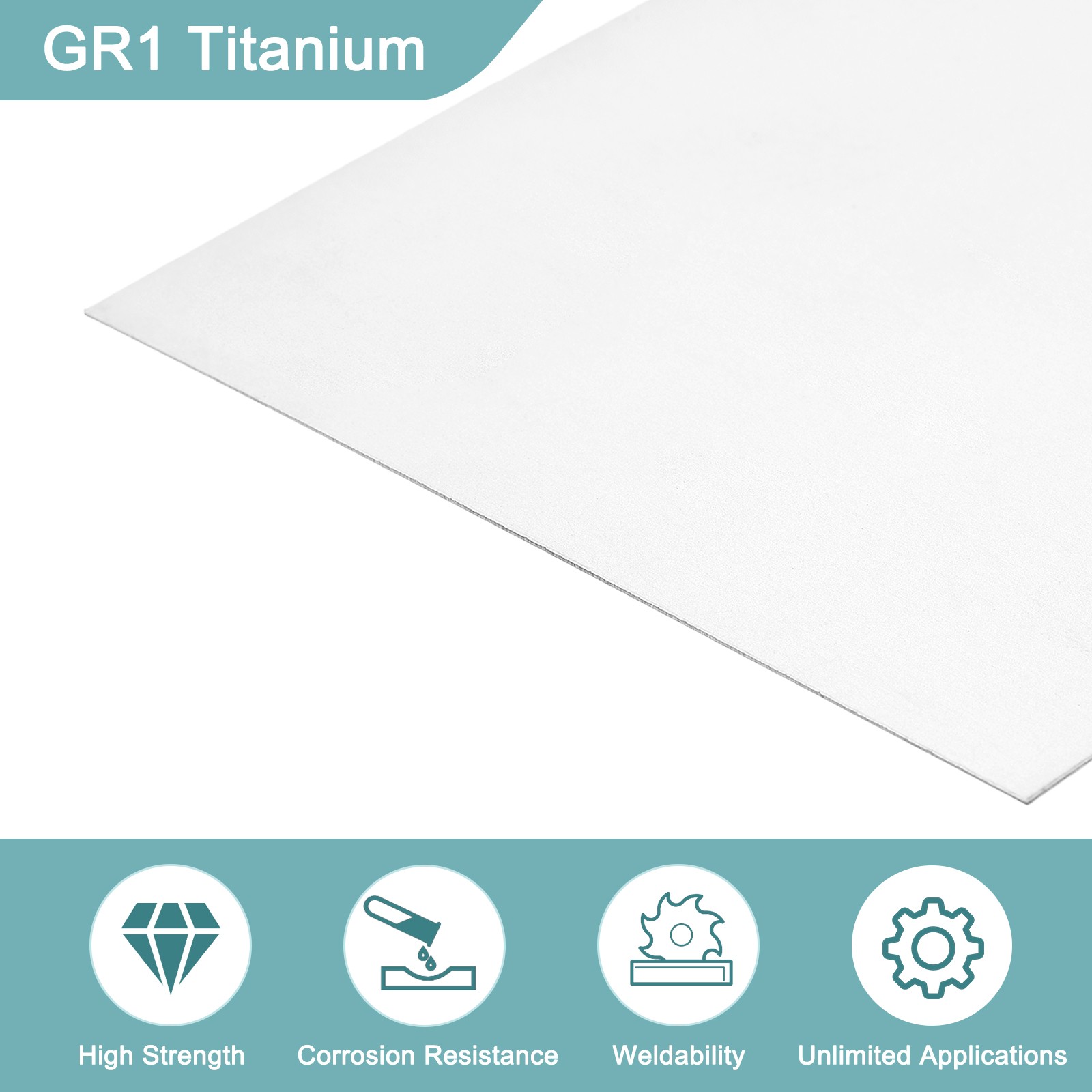 1Pcs GR1 Titanium Plate Sheet, 100x100x0.5mm Titanium Alloy Metal Sheet