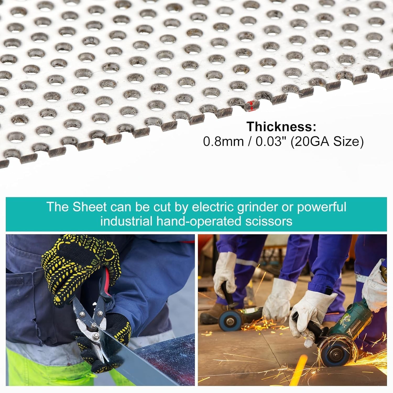 11.8″x5.9″ 304 Stainless Steel Perforated Sheet, 0.3″ Hole, 20GA Mesh Plate