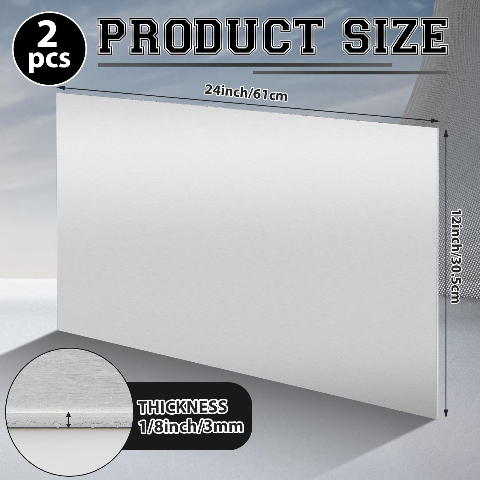 2 Pack 5052 Aluminum Sheet Metal 12″ x 24″ Aluminum Plate 1/8 (0.125”) Inch …
