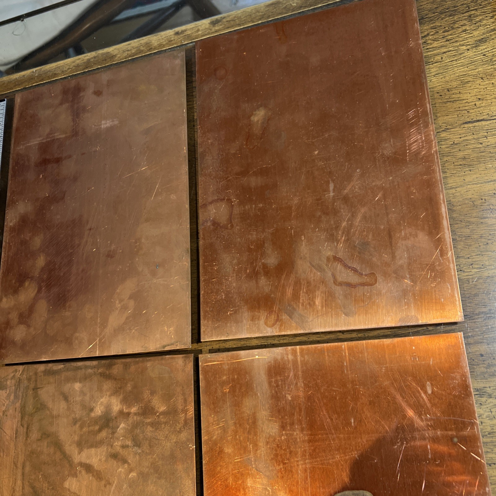 4 Pieces Copper Sheets Plates for Crafts/ Enamel, 10” X 7” New/old Inventory