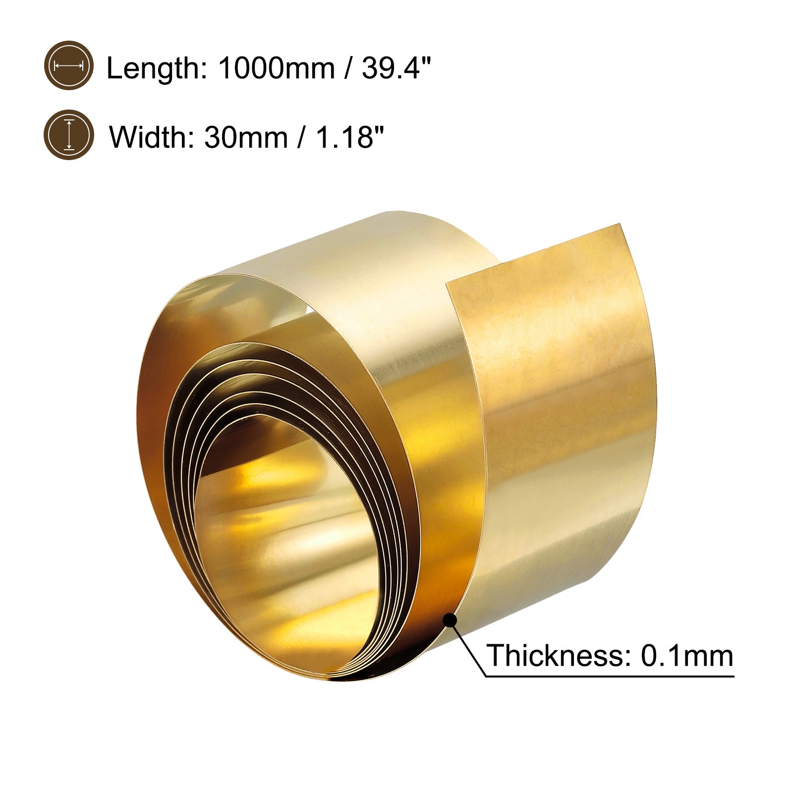 Brass Sheet Roll 0.1x30x1000mm Brass Foil Roll Brass Strip Gold