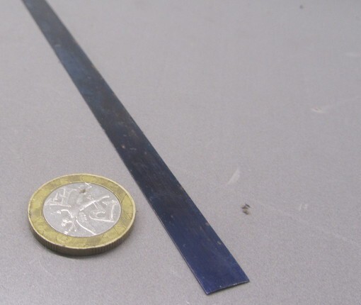 1095 Hard Blue Tempered Spring Steel Shim .005″ Thick x .375″ Wide x 1200″ Long